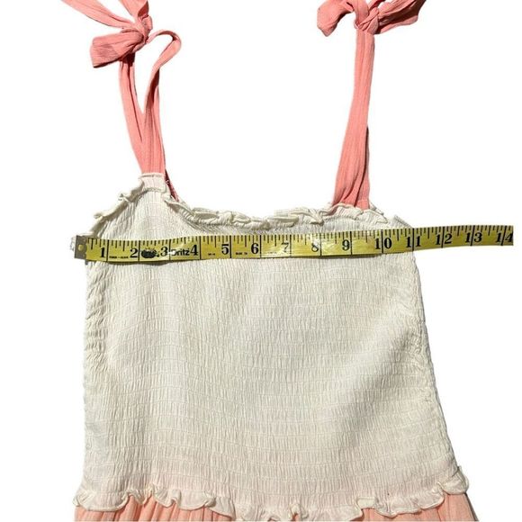 Women’s Tiered Color Block Smocked Maxi Dress-Tie Sleeves-See Description on SZ - Picture 9 of 16